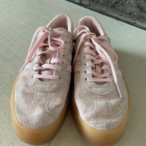 adidas Women's Pink Suede & Mesh Sneakers with Gum Sole